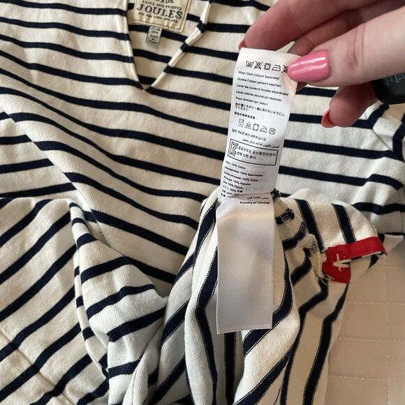 JOULES Harbour Notch Neck Blue & White Nautical Stripe Long Sleeve Top Size US 6 - Picture 9 of 9